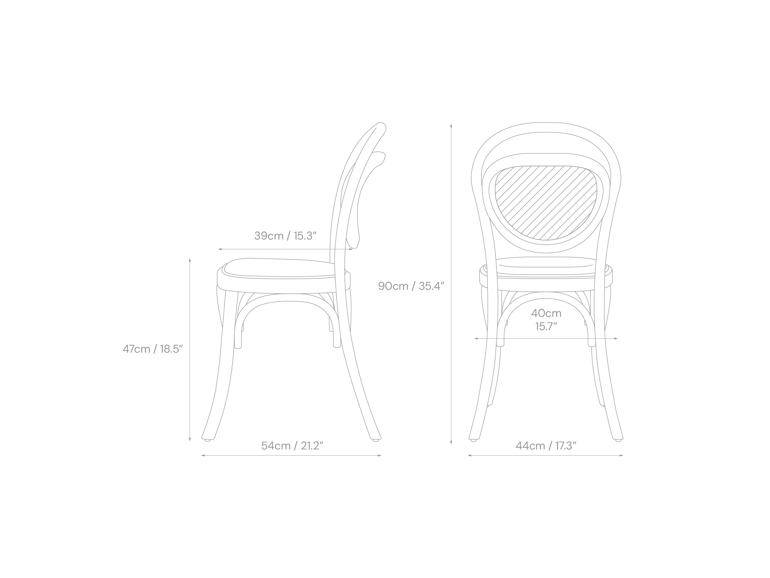 Cane Back Bistro Dimenions