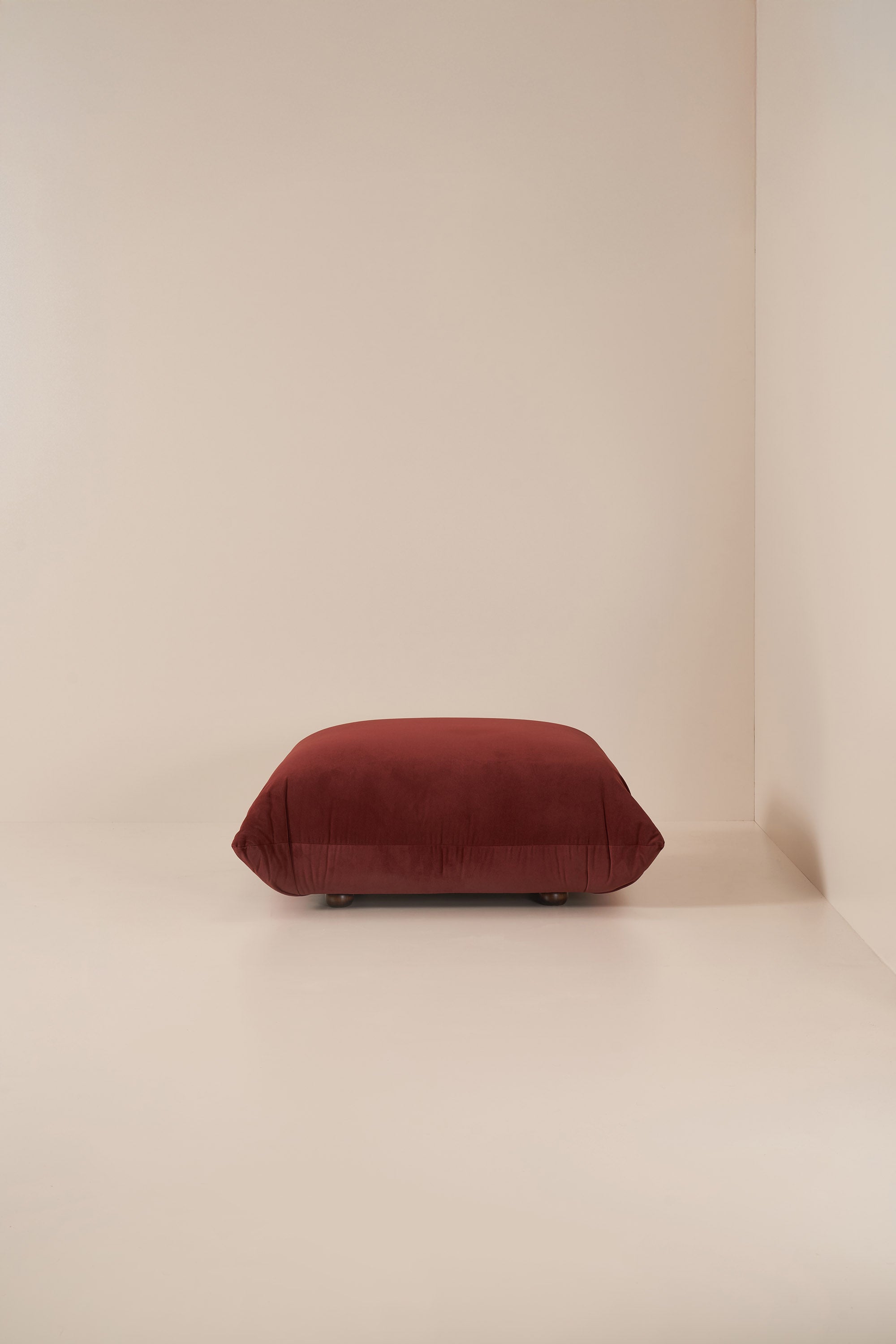 red modular sofa pouffe