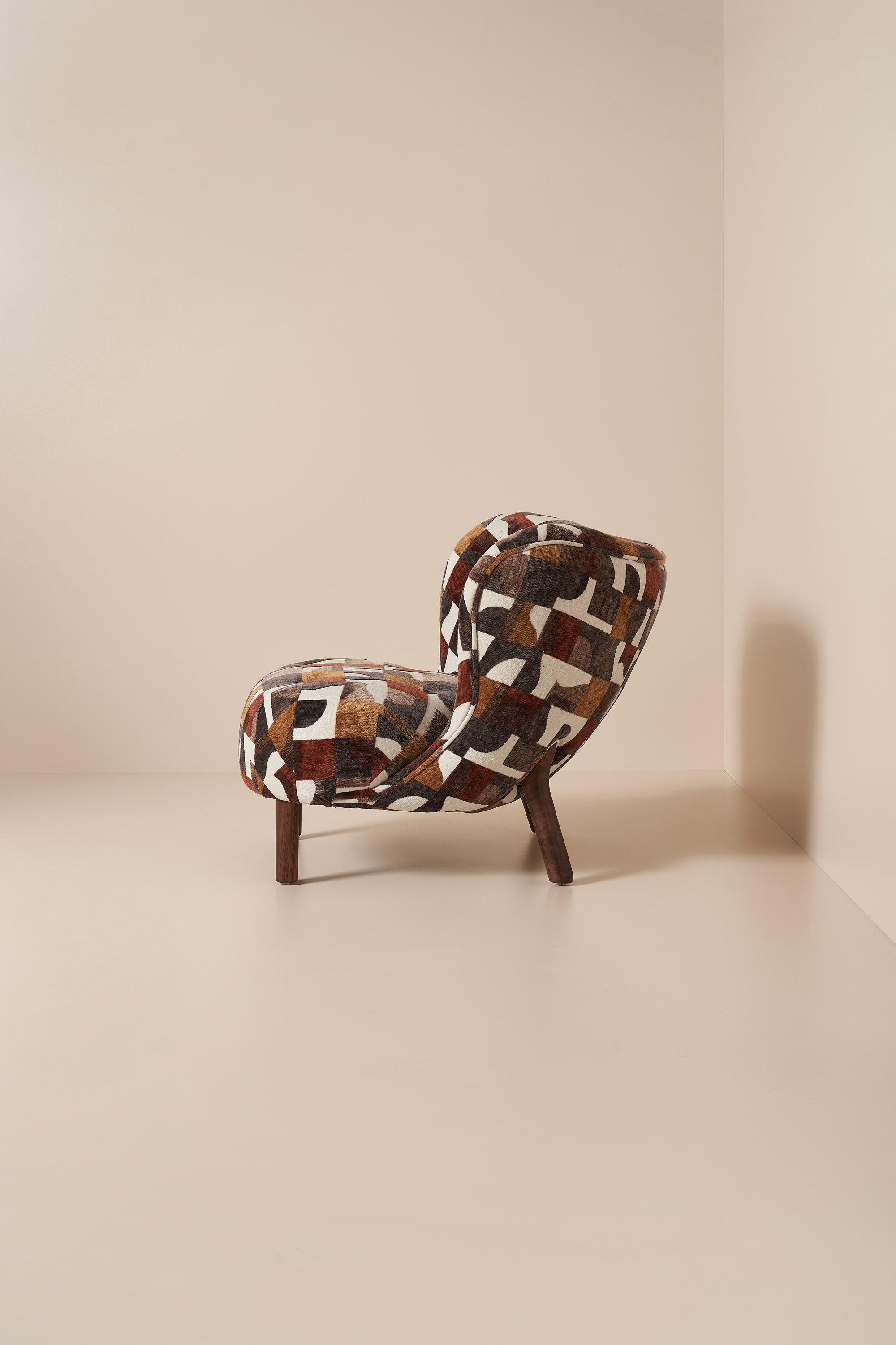 patterned armchair