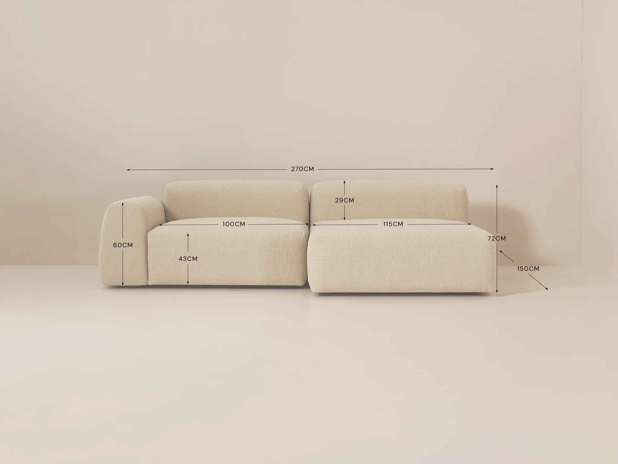 Oslo, 2 Section Chaise