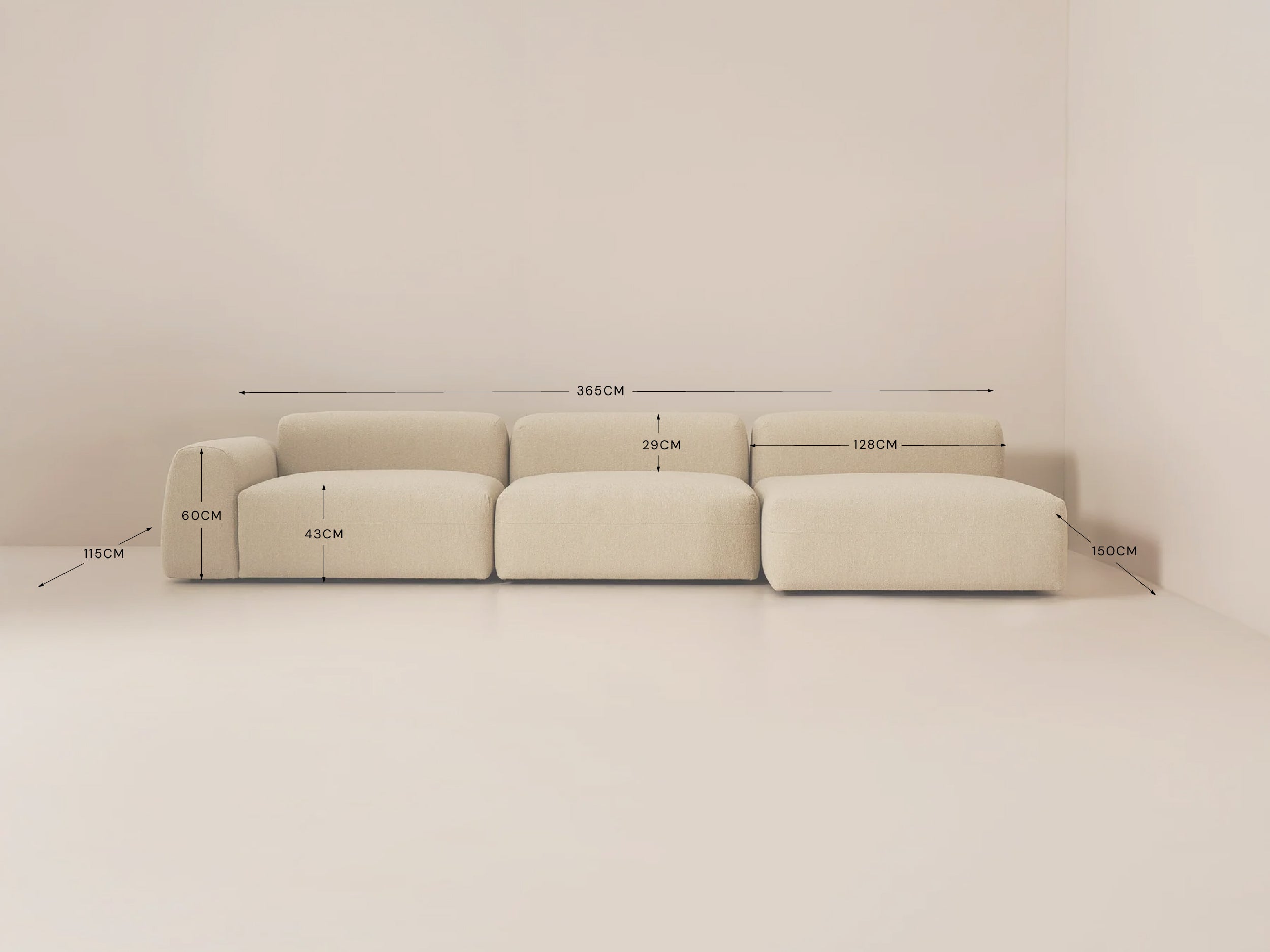 Oslo, 3 Section Chaise