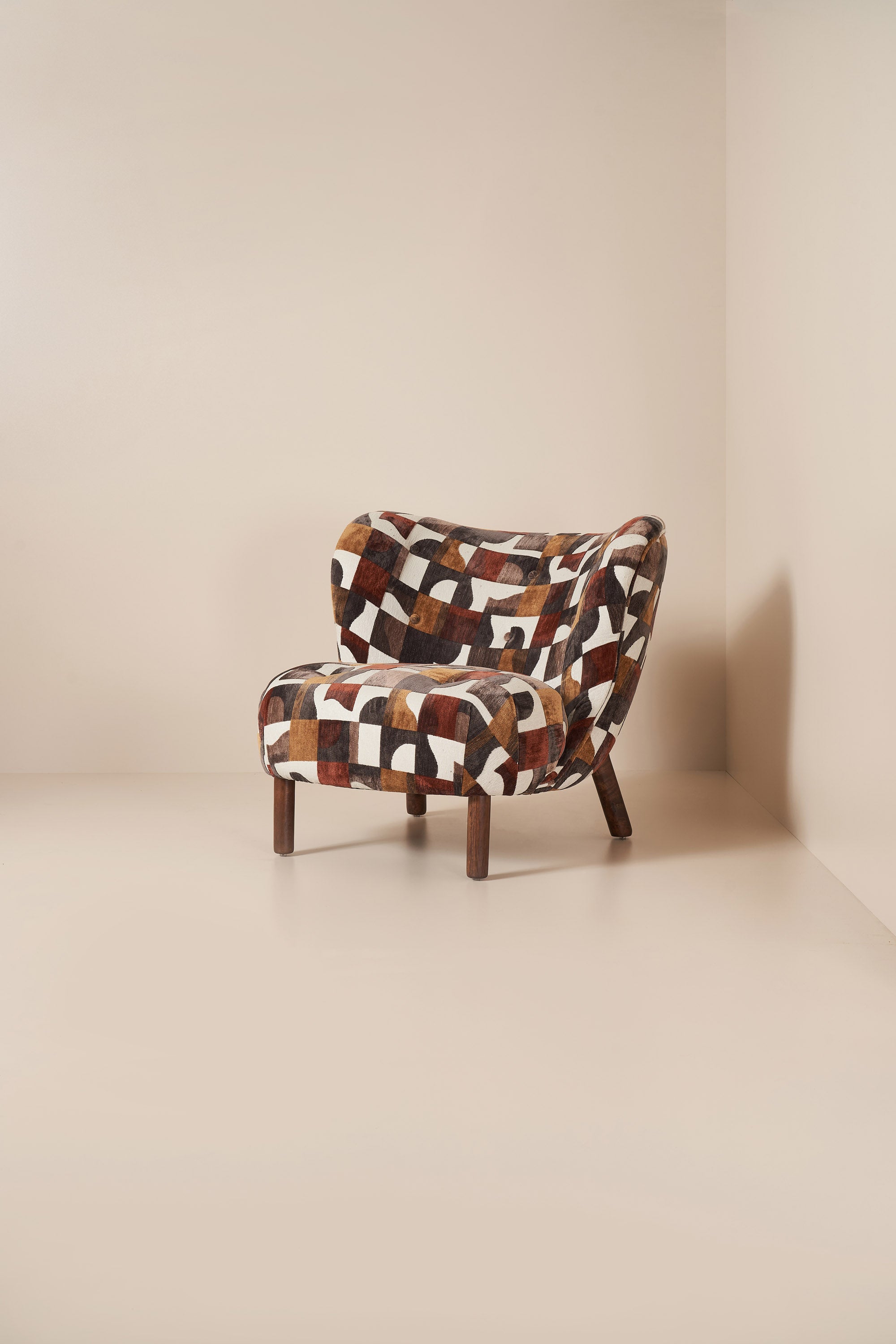 patterned armchair