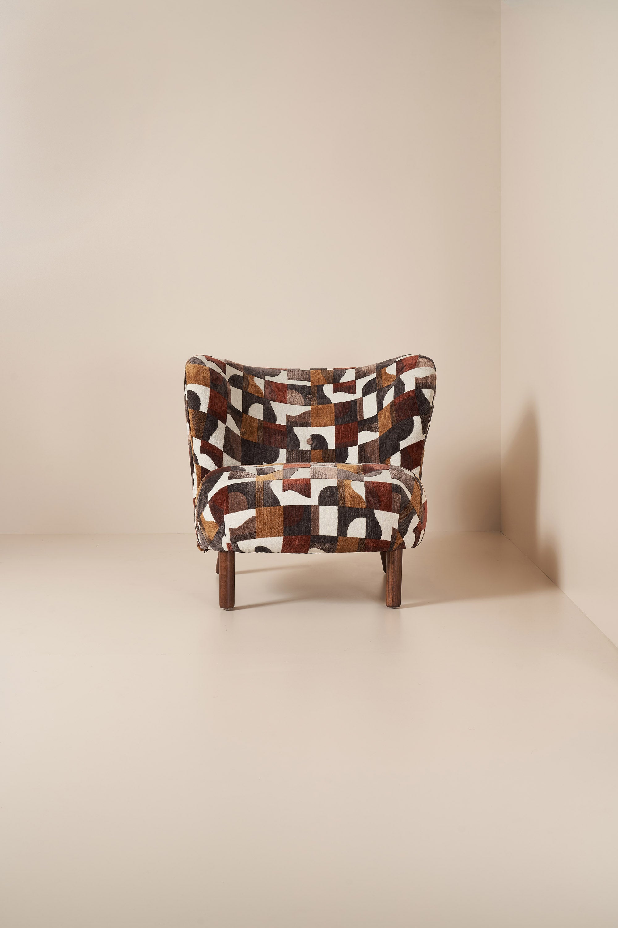 patterned armchair