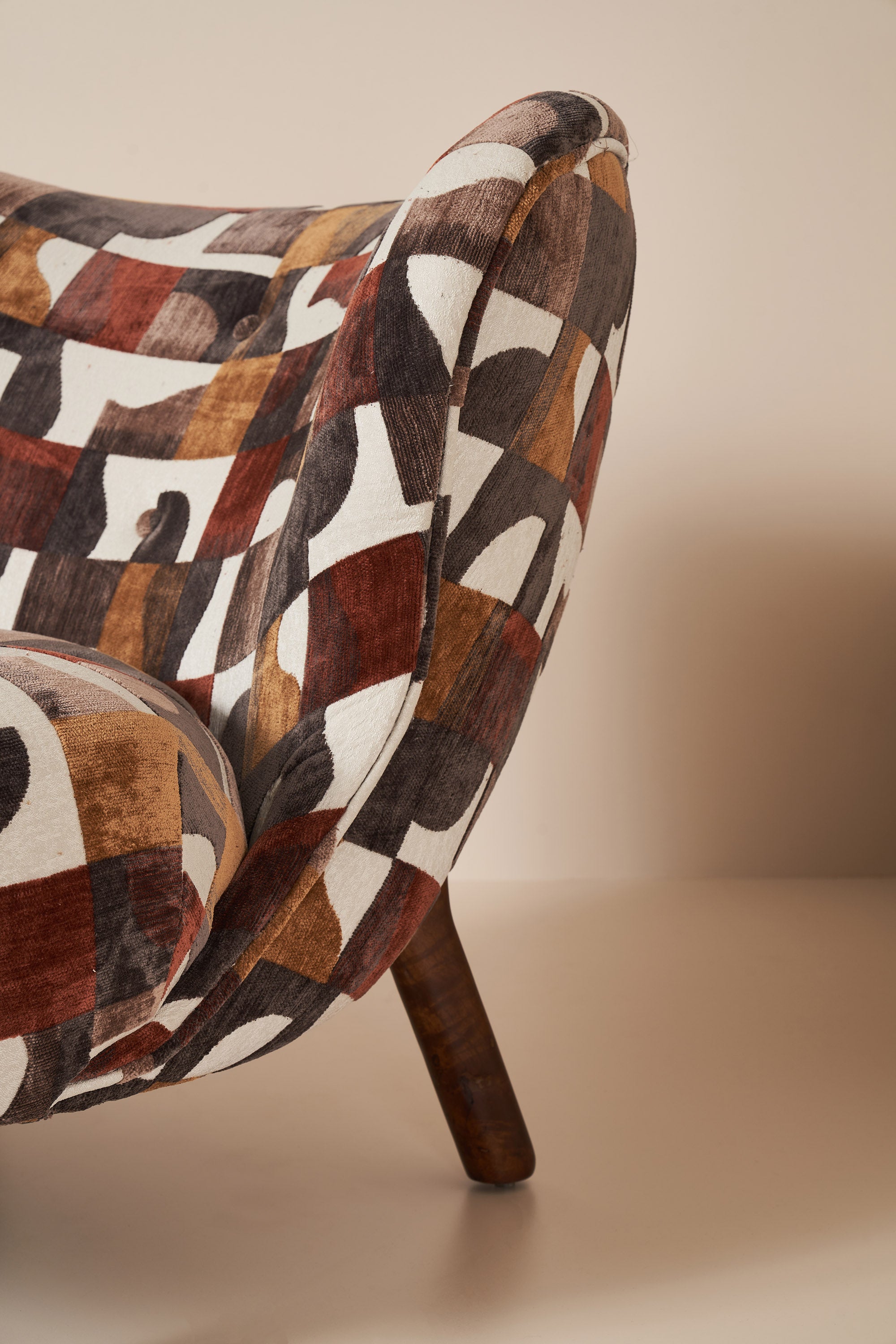 patterned armchair